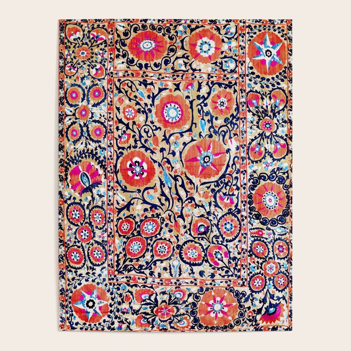 Shakhrisyabz Suzani Uzbek Embroidery Print Poster Gallery Image 1