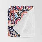 Shakhrisyabz Suzani Uzbek Embroidery Print Throw Blanket Gallery Image 3