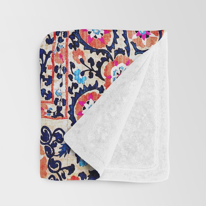 Shakhrisyabz Suzani Uzbek Embroidery Print Throw Blanket Gallery Image 3