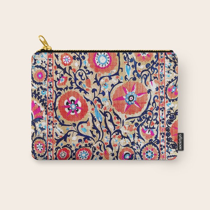 Shakhrisyabz Suzani Uzbek Embroidery Print Carry All Pouch Gallery Image 1
