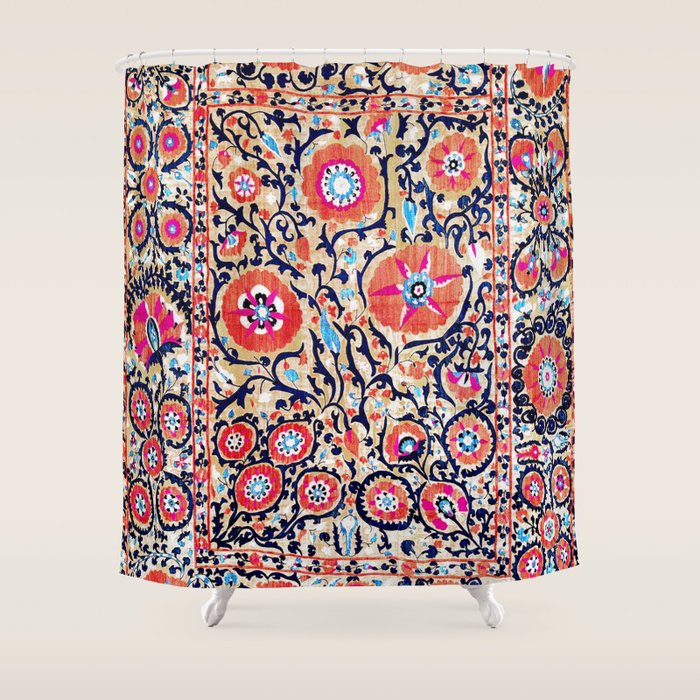 Shakhrisyabz Suzani Uzbek Embroidery Print Shower Curtain Gallery Image 1