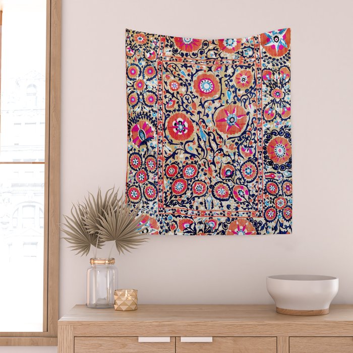 Shakhrisyabz Suzani Uzbek Embroidery Print Wall Tapestry Gallery Image 2