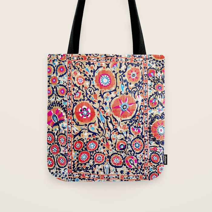 Shakhrisyabz Suzani Uzbek Embroidery Print Tote Bag Gallery Image 1