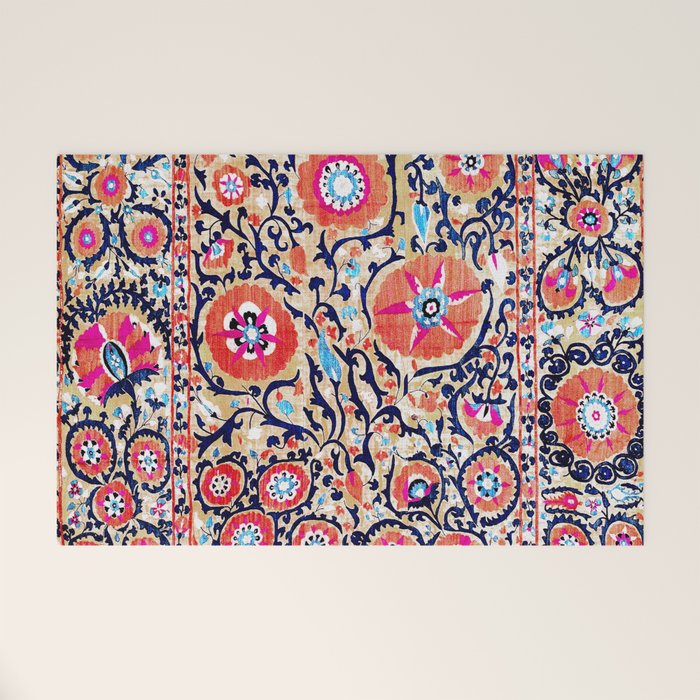 Shakhrisyabz Suzani Uzbek Embroidery Print Welcome Mat Gallery Image 1