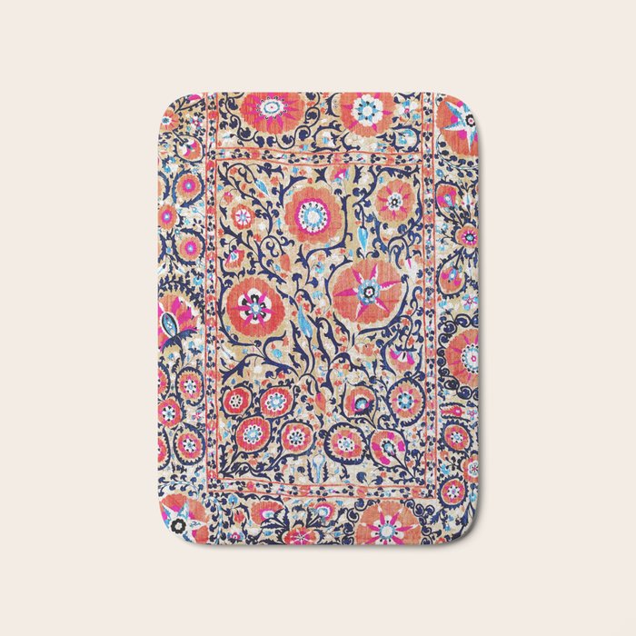 Shakhrisyabz Suzani Uzbek Embroidery Print Bath Mat Gallery Image 1