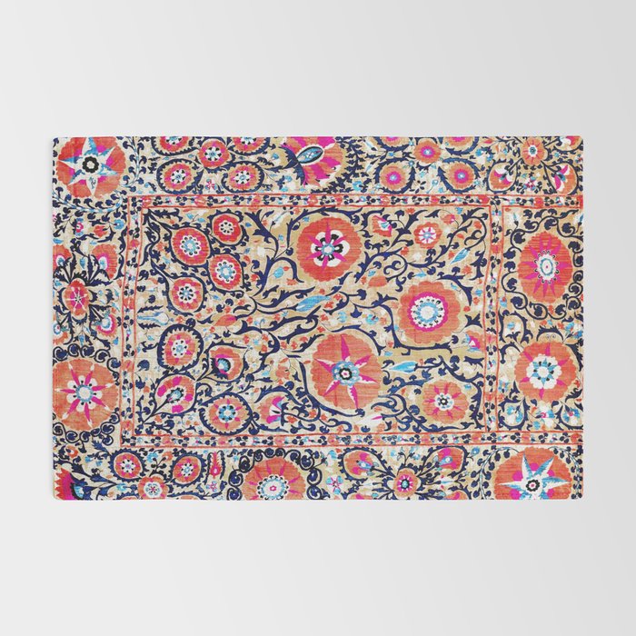 Shakhrisyabz Suzani Uzbek Embroidery Print Rug Gallery Image 2