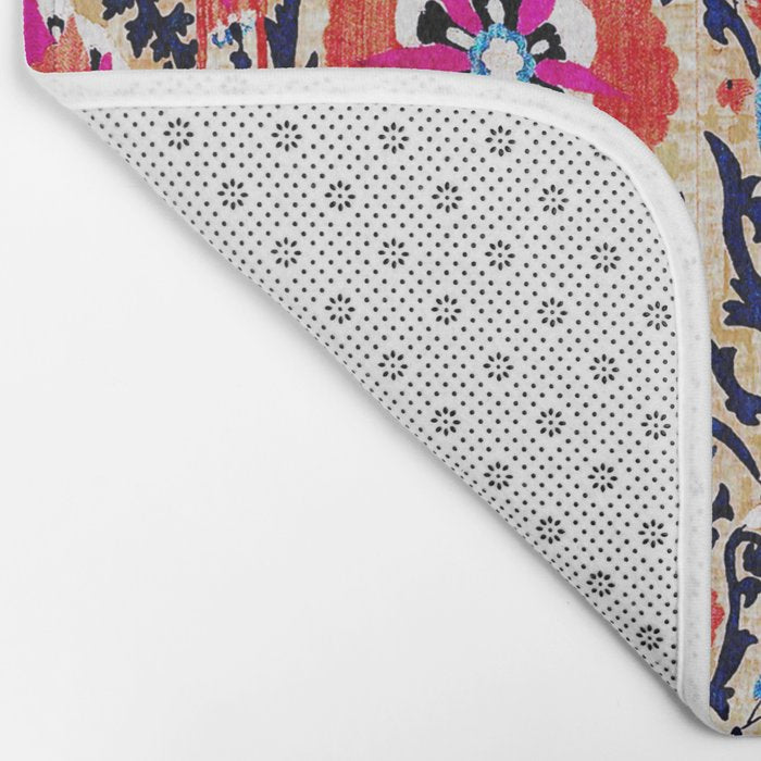 Shakhrisyabz Suzani Uzbek Embroidery Print Bath Mat Gallery Image 2