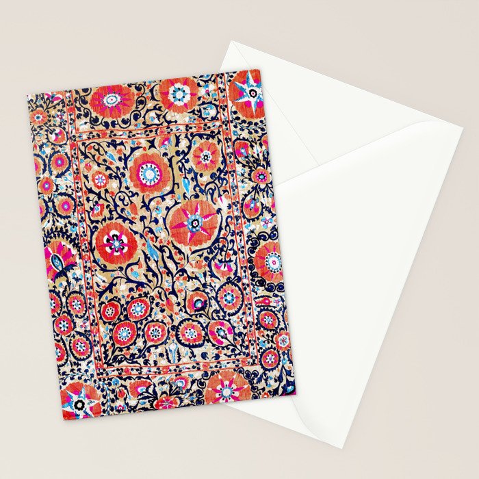 Shakhrisyabz Suzani Uzbek Embroidery Print Stationery Card Gallery Image 2