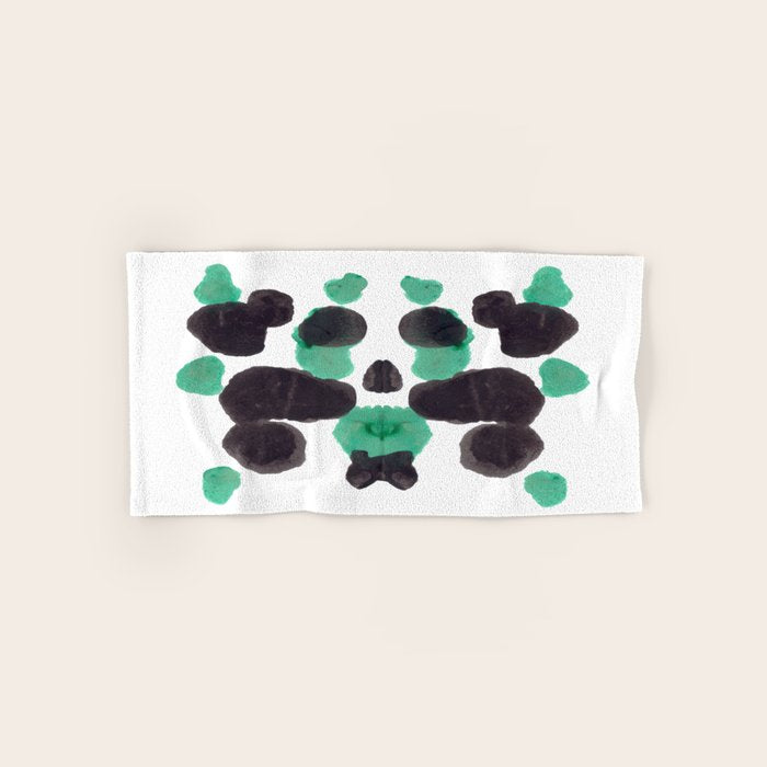 Green & Black Ink Blot Diagram Bath Towel Gallery Image 1