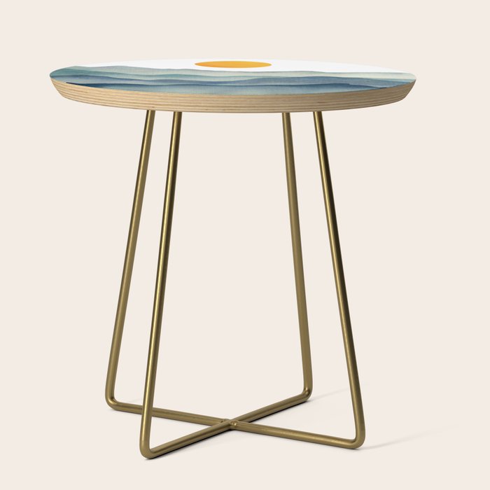 Mountain Range Silhouette - Blue & Yellow Side Table Gallery Image 1