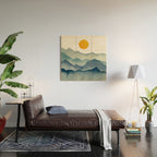 Mountain Range Silhouette - Blue & Yellow Wood Wall Art Gallery Image 2