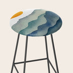 Mountain Range Silhouette - Blue & Yellow Stool Gallery Image 2