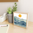Mountain Range Silhouette - Blue & Yellow Mini Art Print Gallery Image 2