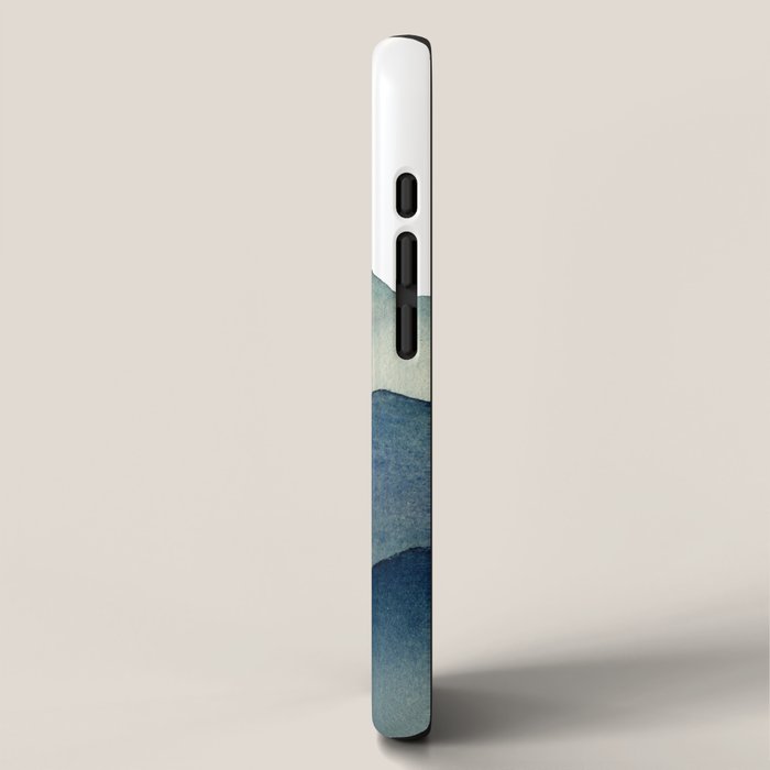 Mountain Range Silhouette - Blue & Yellow iPhone Case Gallery Image 2