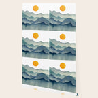 Mountain Range Silhouette - Blue & Yellow Wallpaper Gallery Image 2