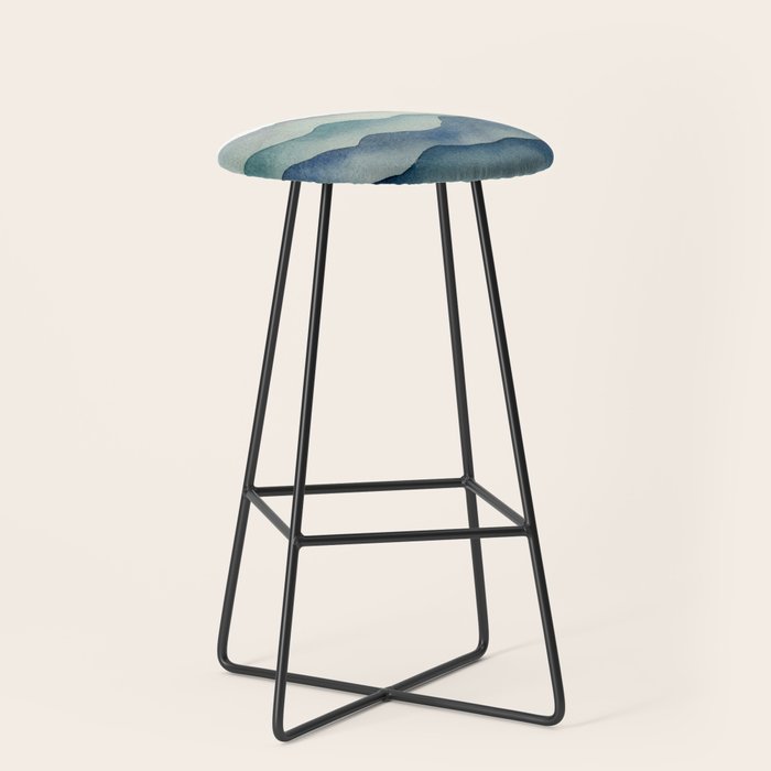 Mountain Range Silhouette - Blue & Yellow Stool Gallery Image 1