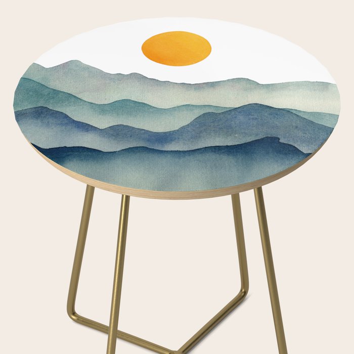Mountain Range Silhouette - Blue & Yellow Side Table Gallery Image 2
