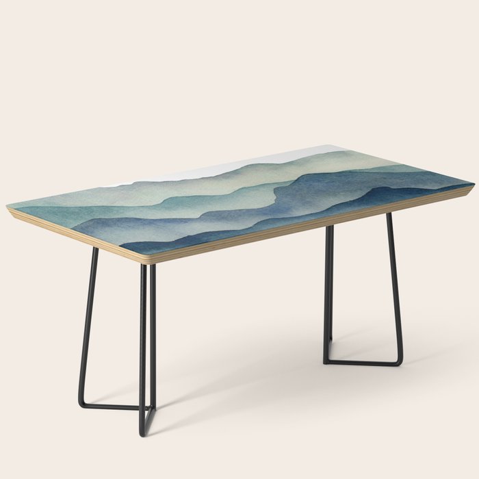 Mountain Range Silhouette - Blue & Yellow Coffee Table Gallery Image 1
