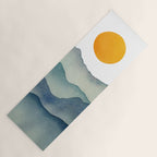 Mountain Range Silhouette - Blue & Yellow Yoga Mat Gallery Image 1