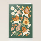 Butterfly Unicorns Frolicking in the Garden - Dark Stationery Card Gallery Image 2