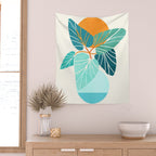 Tropical Symmetry Retro Botanic Wall Tapestry Gallery Image 2