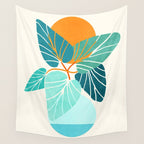 Tropical Symmetry Retro Botanic Wall Tapestry Gallery Image 4