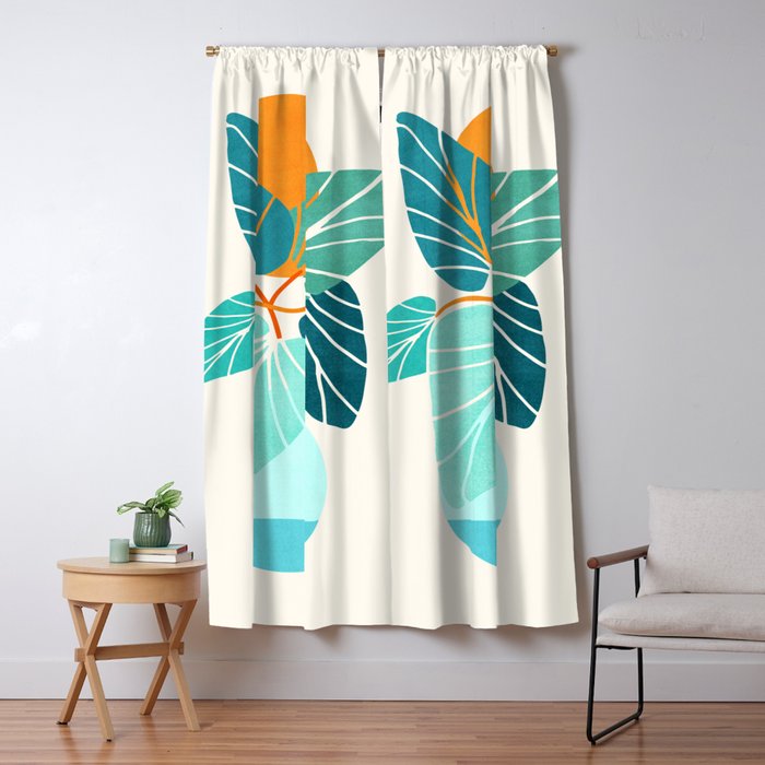 Tropical Symmetry Retro Botanic Window Curtain Gallery Image 1