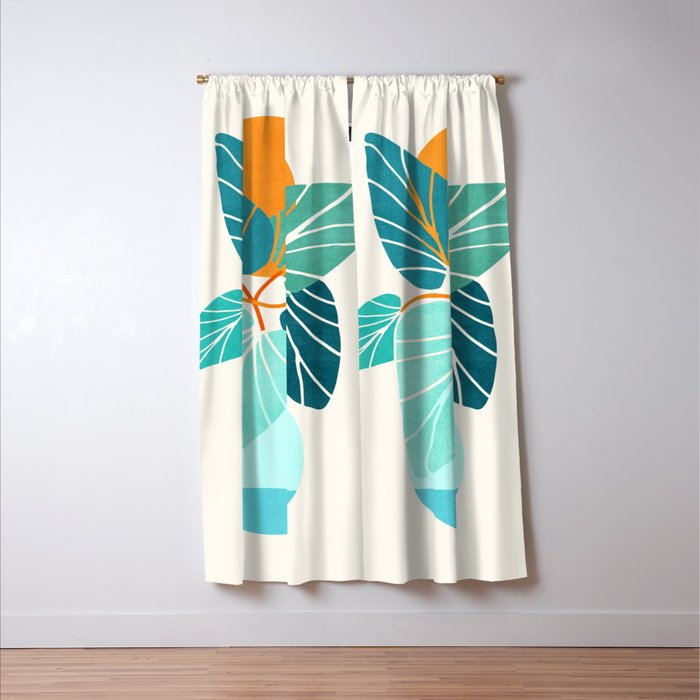 Tropical Symmetry Retro Botanic Window Curtain Gallery Image 3