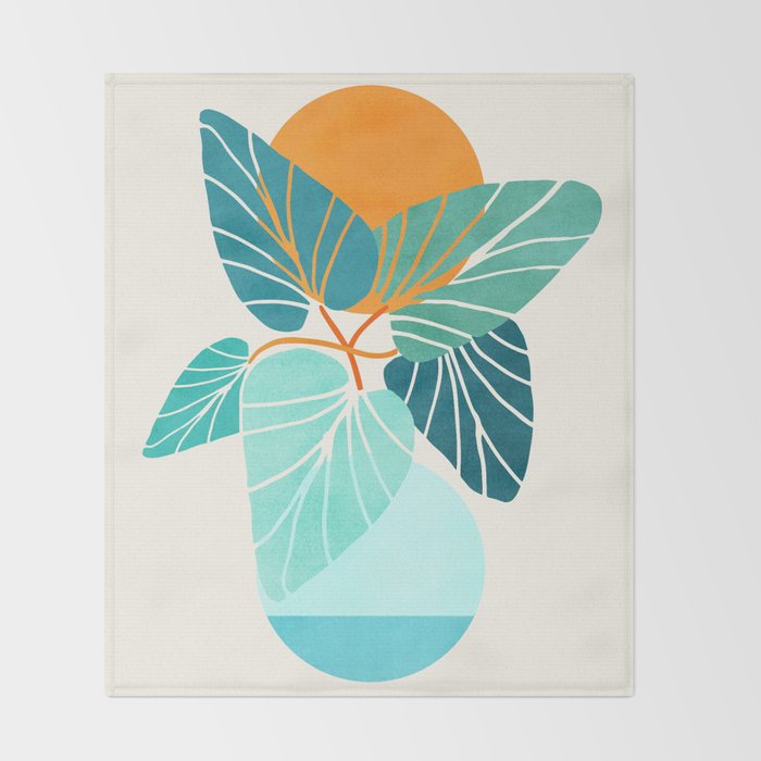 Tropical Symmetry Retro Botanic Throw Blanket Gallery Image 2