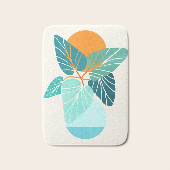 Tropical Symmetry Retro Botanic Bath Mat Gallery Image 1