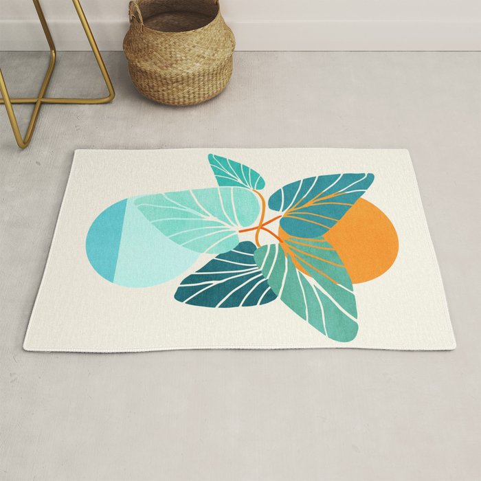 Tropical Symmetry Retro Botanic Rug Gallery Image 1