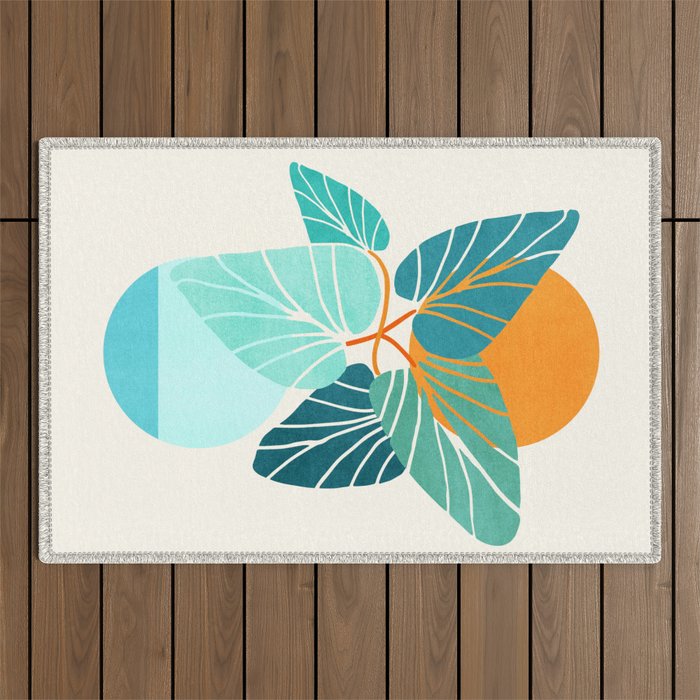 Tropical Symmetry Retro Botanic Outdoor Rug Gallery Image 1