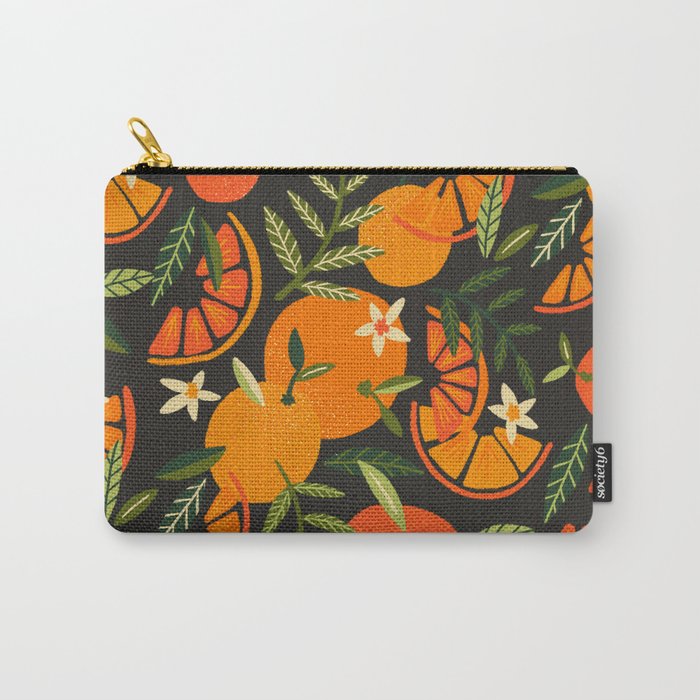 Orange Blooms - Charcoal Carry All Pouch Gallery Image 1