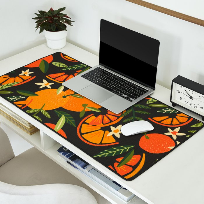 Orange Blooms - Charcoal Desk Mat Gallery Image 2