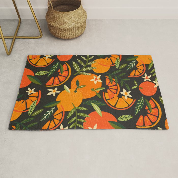 Orange Blooms - Charcoal Rug Gallery Image 1