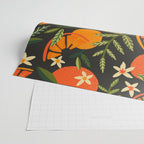Orange Blooms - Charcoal Wrapping Paper Gallery Image 2