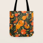 Orange Blooms - Charcoal Tote Bag Gallery Image 1
