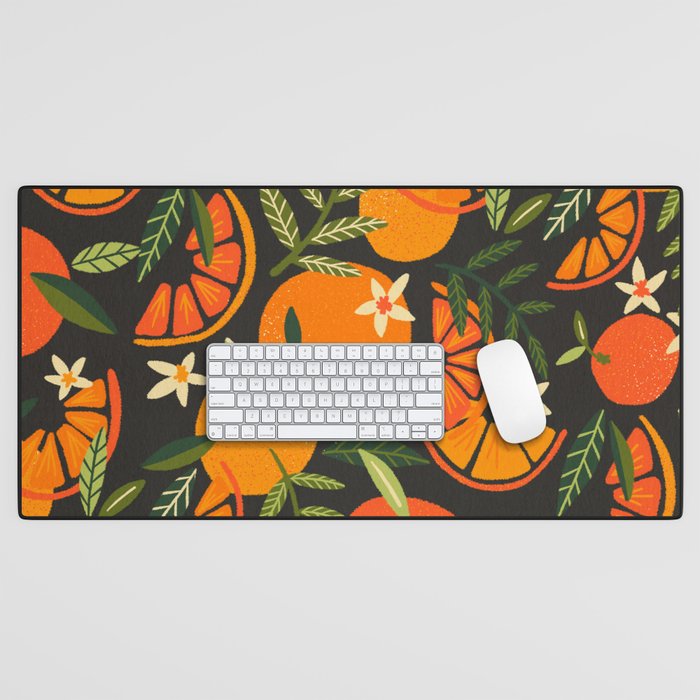 Orange Blooms - Charcoal Desk Mat Gallery Image 1