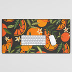 Orange Blooms - Charcoal Desk Mat Gallery Image 1