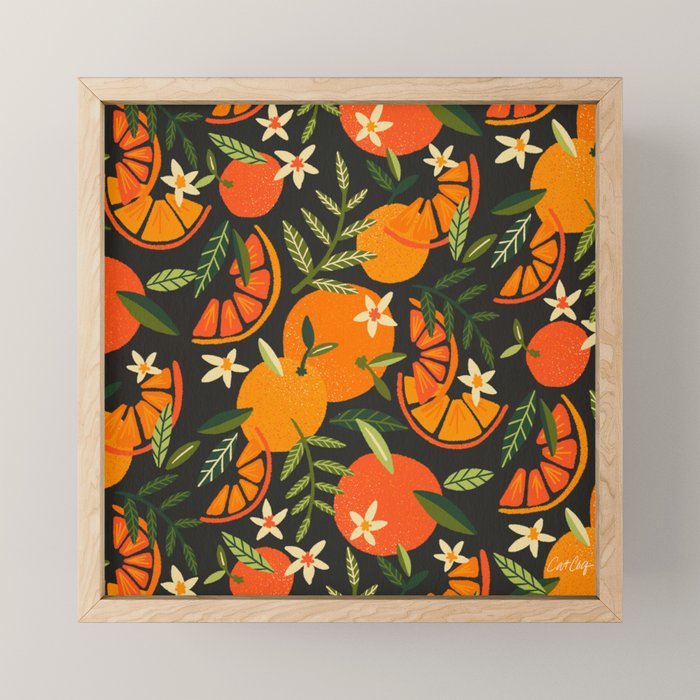 Orange Blooms - Charcoal Mini Art Print Gallery Image 1