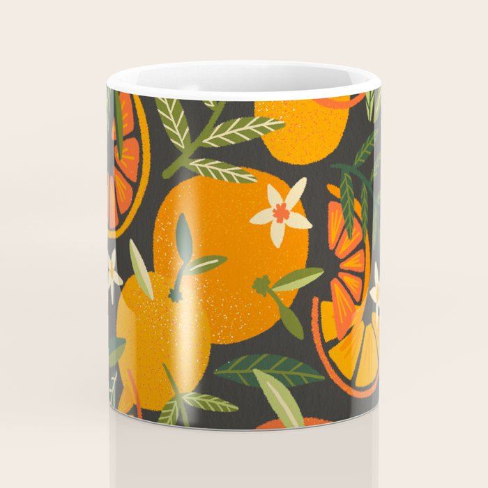 Orange Blooms - Charcoal Coffee Mug Gallery Image 4