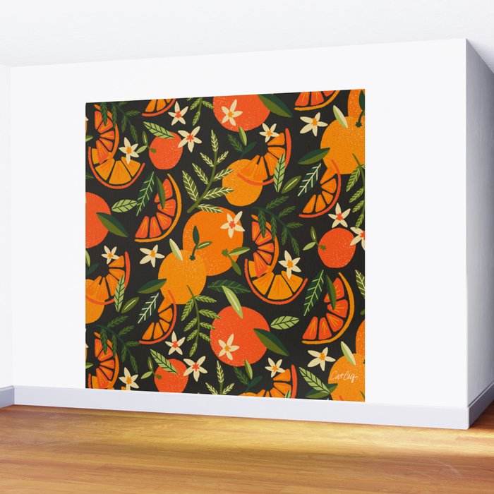 Orange Blooms - Charcoal Wall Mural Gallery Image 2