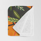 Orange Blooms - Charcoal Throw Blanket Gallery Image 3