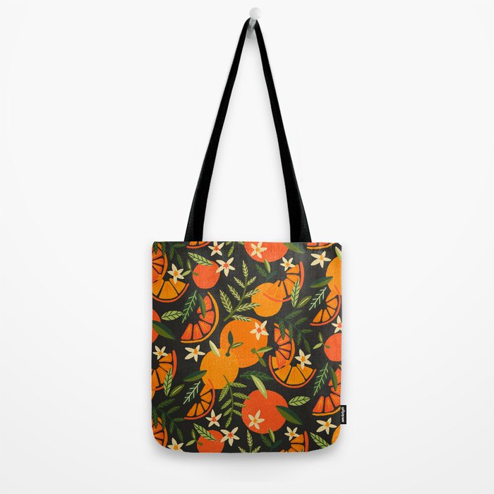 Orange Blooms - Charcoal Tote Bag Gallery Image 2
