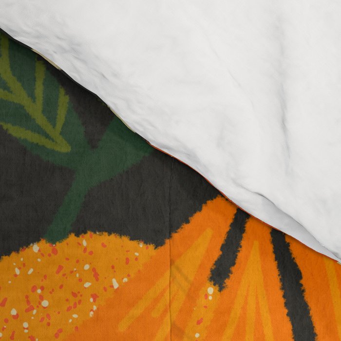Orange Blooms - Charcoal Comforter Gallery Image 4