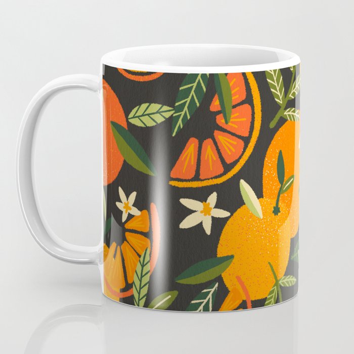 Orange Blooms - Charcoal Coffee Mug Gallery Image 3