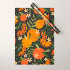 Orange Blooms - Charcoal Wrapping Paper Gallery Image 1