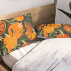 Orange Blooms - Charcoal Pillow Sham Gallery Image 2
