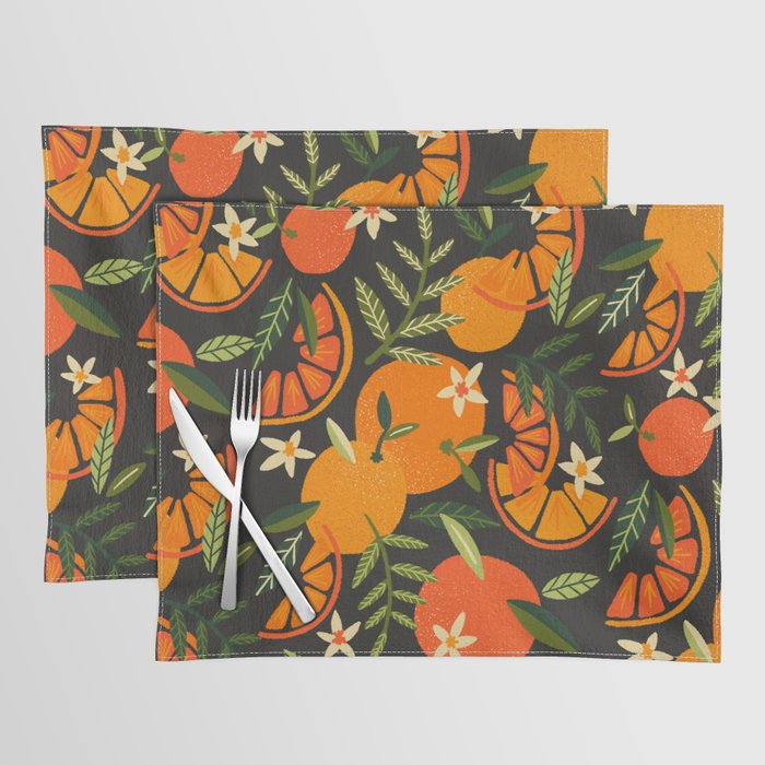 Orange Blooms - Charcoal Placemat Gallery Image 1