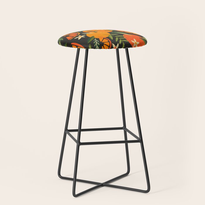 Orange Blooms - Charcoal Stool Gallery Image 1